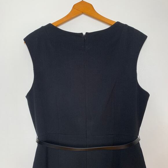 The Limited women's plus size black bow belted sleeveless sheath dress SZ 14 - Picture 7 of 11